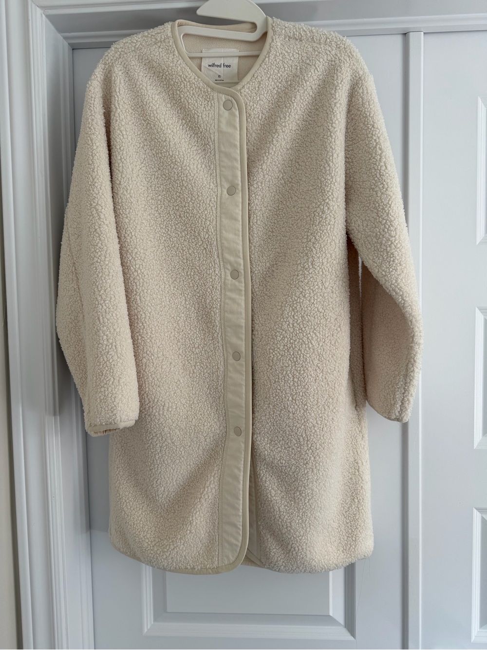 ARITZIA WILFRED FREE Pastoral Sherpa Long Liner Jacket XS - Cream/Light Birch